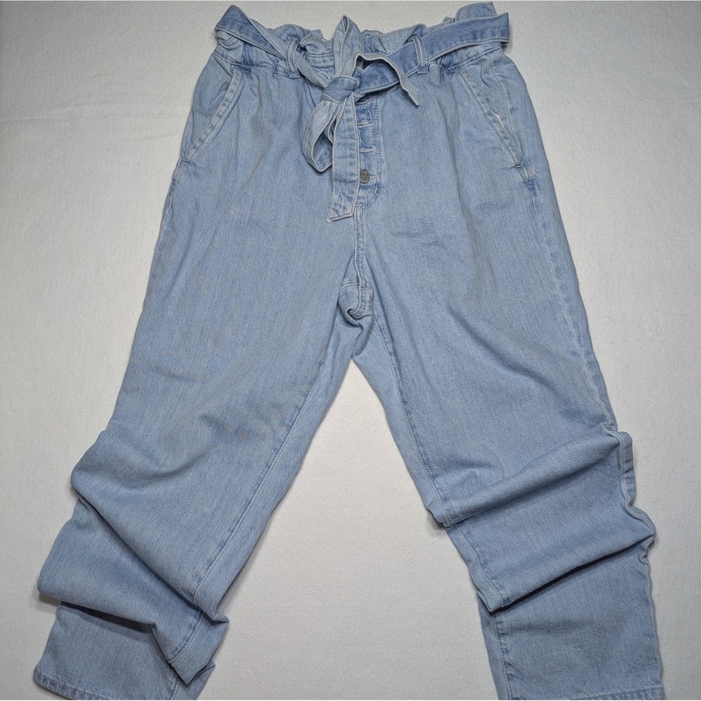 LOFT‎ Light Wash Paperbag Waist Denim Jogger Pants Size M